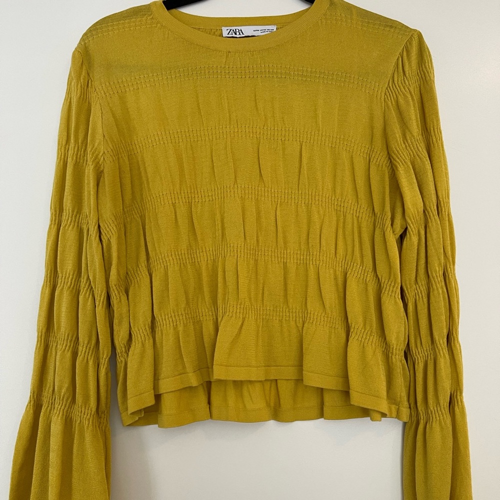 Mustard yellow ruffle top